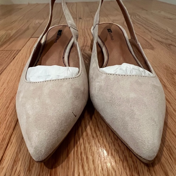 NIB Matiko Circa Peach Pointed Toe Slingback Wood Sphere Heel Shoes US 5 EU 35 - Picture 3 of 11